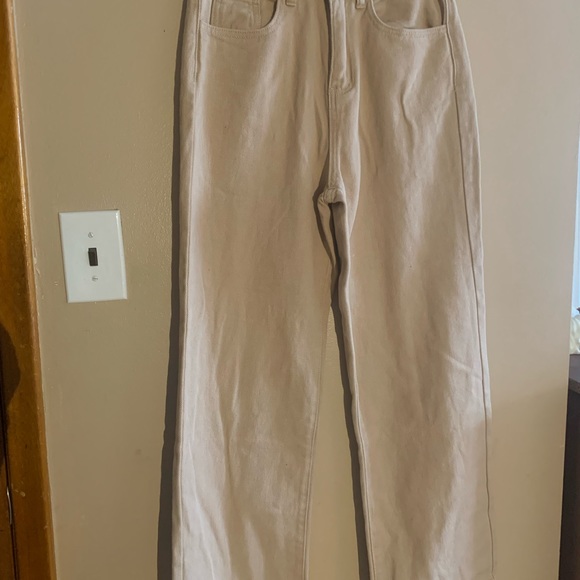SHEIN High Waisted Wide Leg Khaki Jeans - Picture 4 of 4